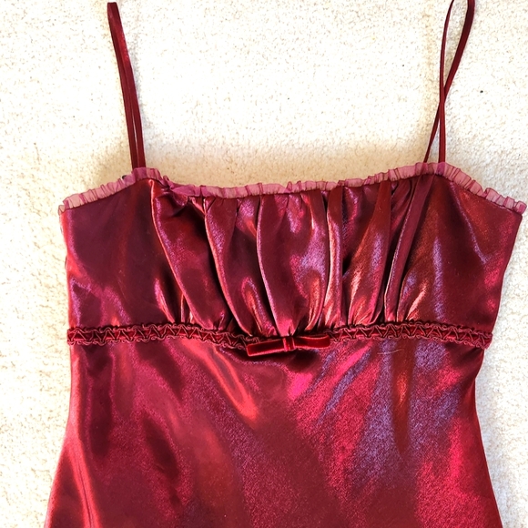 90s Y2K Fairy Whimsygoth Milkmaid coquette prom Red Satin shimmer 8 - Picture 8 of 14